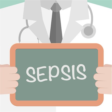minimalistic illustration of a doctor holding a blackboard with Sepsis text, eps10 vector Stock Photo - Budget Royalty-Free & Subscription, Code: 400-07985658