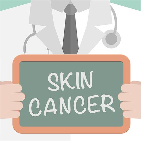 minimalistic illustration of a doctor holding a blackboard with Skin Cancer text, eps10 vector Stockbilder - Microstock & Abonnement, Bildnummer: 400-07985659