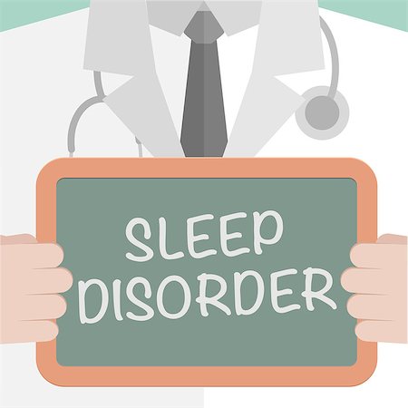 simsearch:400-08891180,k - minimalistic illustration of a doctor holding a blackboard with Sleep Disorder text, eps10 vector Fotografie stock - Microstock e Abbonamento, Codice: 400-07985660