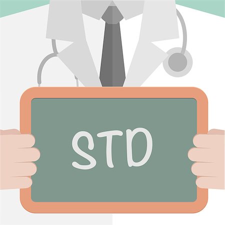 minimalistic illustration of a doctor holding a blackboard with STD text, eps10 vector Stock Photo - Budget Royalty-Free & Subscription, Code: 400-07985661