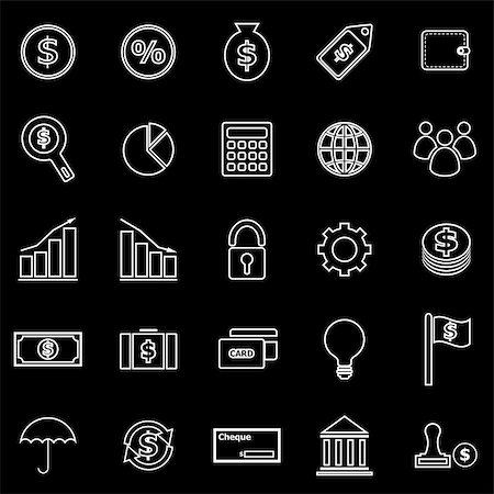 Finance line icons on black background, stock vector Stock Photo - Budget Royalty-Free & Subscription, Code: 400-07985966