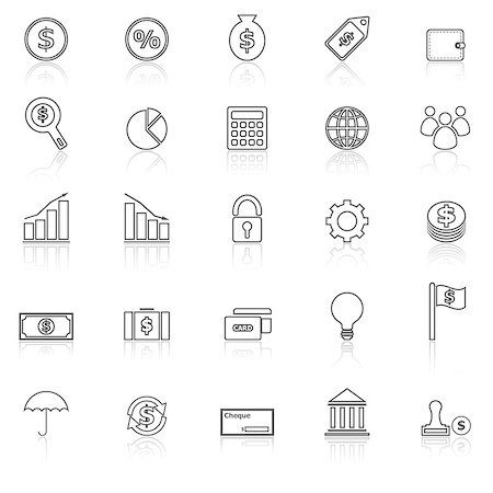 Finance line icons with reflect on white background, stock vector Stock Photo - Budget Royalty-Free & Subscription, Code: 400-07985968