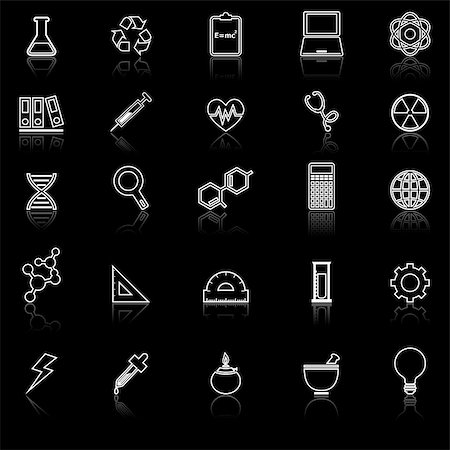 Science line icons with reflect on black background, stock vector Foto de stock - Super Valor sin royalties y Suscripción, Código: 400-07985973
