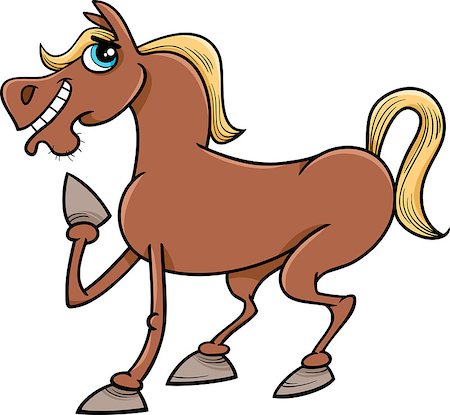 simsearch:400-09050259,k - Cartoon Illustration of Funny Horse Farm Animal Foto de stock - Royalty-Free Super Valor e Assinatura, Número: 400-07985992