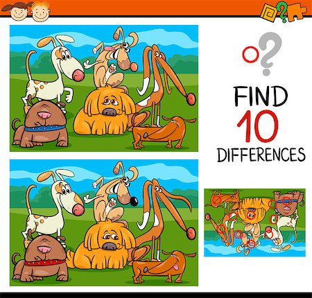 simsearch:400-08410906,k - Cartoon Illustration of Finding Differences Educational Game for Preschool Children Foto de stock - Super Valor sin royalties y Suscripción, Código: 400-07986001