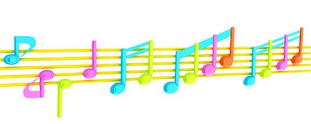 simsearch:400-07986632,k - Various music notes on stave. Colorfull 3d Stock Photo - Budget Royalty-Free & Subscription, Code: 400-07986630