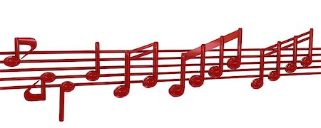 simsearch:400-07986632,k - Various music notes on stave. Red 3d Stock Photo - Budget Royalty-Free & Subscription, Code: 400-07986632
