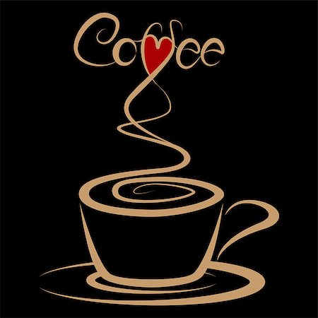 Illustration of coffee as a symbol of love on a black background. Stock Photo - Budget Royalty-Free & Subscription, Code: 400-07986708