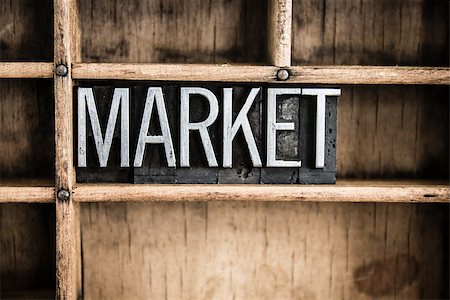 simsearch:400-08290801,k - The word "MARKET" written in vintage metal letterpress type in a wooden drawer with dividers. Stock Photo - Budget Royalty-Free & Subscription, Code: 400-07986837