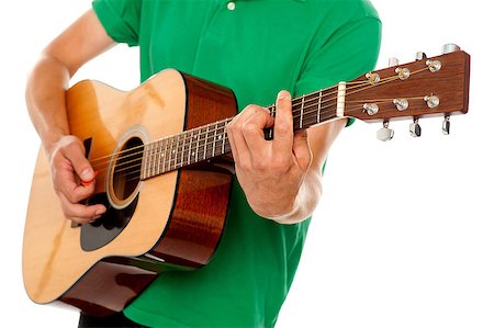 simsearch:400-04921650,k - Cropped image of a man playing guitar against white background Stock Photo - Budget Royalty-Free & Subscription, Code: 400-07987520