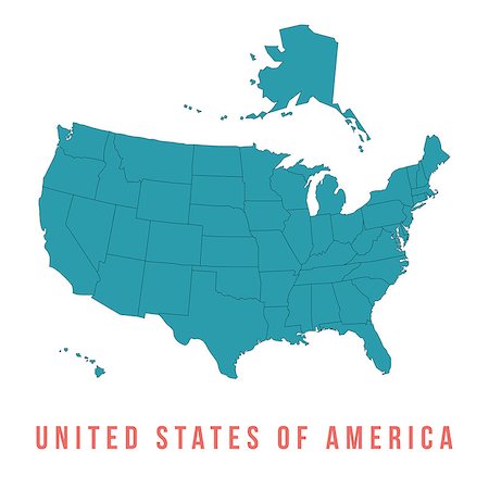 simsearch:400-08343837,k - Map of USA with separable borders, isolated in white background Foto de stock - Super Valor sin royalties y Suscripción, Código: 400-07988010