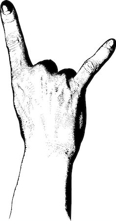 sharpner (artist) - Hand raised in rock n roll salute with two fingers raised Stockbilder - Microstock & Abonnement, Bildnummer: 400-07988176