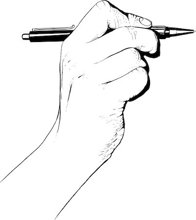 sharpner (artist) - Hand holding pen drawn as engraving and isolated on white background Stock Photo - Budget Royalty-Free & Subscription, Code: 400-07988178