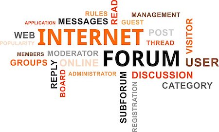 simsearch:400-07989215,k - A word cloud of internet forum related items Photographie de stock - Aubaine LD & Abonnement, Code: 400-07988172