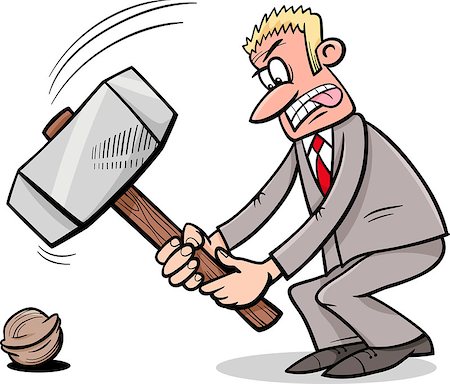 simsearch:400-07410472,k - Cartoon Humor Concept Illustration of Sledgehammer to Crack a Nut Saying or Proverb Stock Photo - Budget Royalty-Free & Subscription, Code: 400-07988228