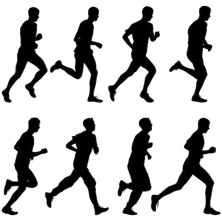 simsearch:400-04273380,k - Set of silhouettes. Runners on sprint, men. vector illustration. Foto de stock - Super Valor sin royalties y Suscripción, Código: 400-07988235