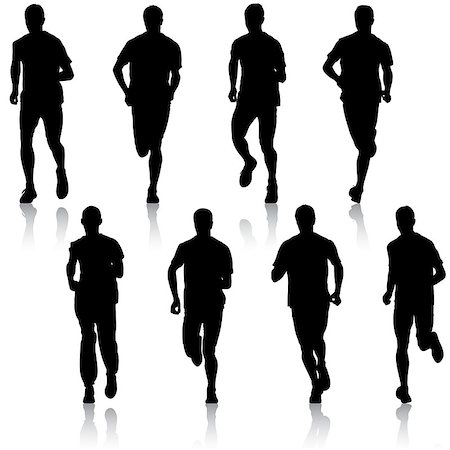 simsearch:400-04273380,k - Set of silhouettes. Runners on sprint, men. vector illustration. Foto de stock - Super Valor sin royalties y Suscripción, Código: 400-07988236