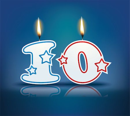 simsearch:400-07989439,k - Birthday candle number 10 with flame - eps 10 vector illustration Stock Photo - Budget Royalty-Free & Subscription, Code: 400-07988248