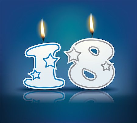 simsearch:400-07989439,k - Birthday candle number 18 with flame - eps 10 vector illustration Stock Photo - Budget Royalty-Free & Subscription, Code: 400-07988256