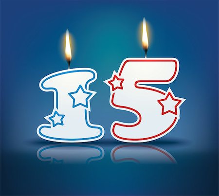 simsearch:400-07989439,k - Birthday candle number 15 with flame - eps 10 vector illustration Stock Photo - Budget Royalty-Free & Subscription, Code: 400-07988253