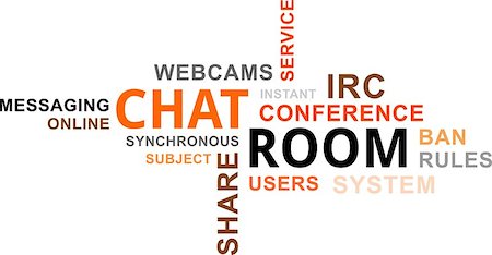 simsearch:400-07989215,k - A word cloud of chat room related items Photographie de stock - Aubaine LD & Abonnement, Code: 400-07988260