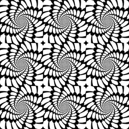 simsearch:400-08198483,k - Design seamless monochrome movement illusion background. Abstract whirl distortion pattern. Vector-art illustration Stock Photo - Budget Royalty-Free & Subscription, Code: 400-07988796