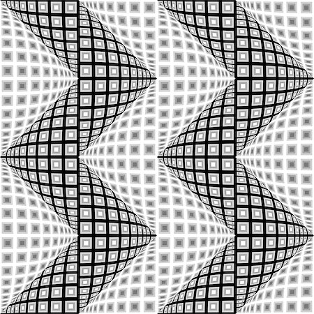 simsearch:400-07990307,k - Design seamless monochrome warped zigzag pattern. Abstract convex textured background. Vector art. No gradient Foto de stock - Super Valor sin royalties y Suscripción, Código: 400-07988809
