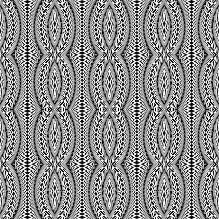 simsearch:400-07990307,k - Design seamless monochrome stripy pattern. Abstract warped textured background. Vector art. No gradient Foto de stock - Super Valor sin royalties y Suscripción, Código: 400-07988815