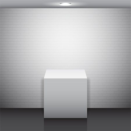 empty podium - Empty white stand against white brick wall Stock Photo - Budget Royalty-Free & Subscription, Code: 400-07988852