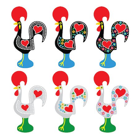souvenir portugal - Vector icons set of traditional decorated rooster from Portugal Stock Photo - Budget Royalty-Free & Subscription, Code: 400-07989140