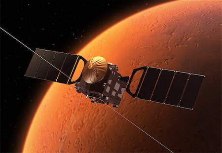 Interplanetary Space Station Orbiting Planet Mars. 3D Scene. Stock Photo - Budget Royalty-Free & Subscription, Code: 400-07989181