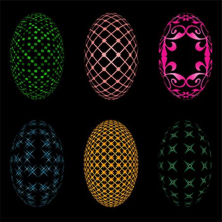 round diamond drawing - Illustration of six easter eggs on a black background Stock Photo - Budget Royalty-Free & Subscription, Code: 400-07989271