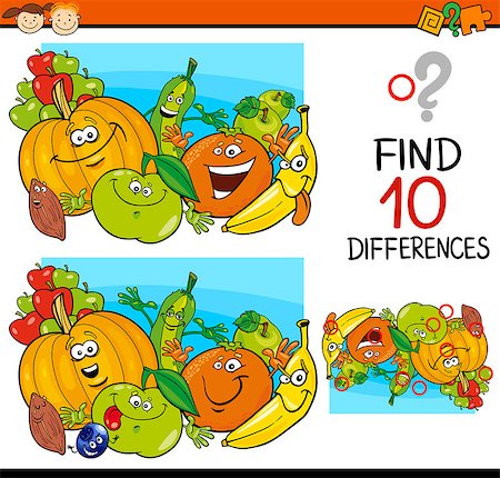 simsearch:400-08410906,k - Cartoon Illustration of Finding Differences Educational Game for Preschool Children Foto de stock - Super Valor sin royalties y Suscripción, Código: 400-07989306