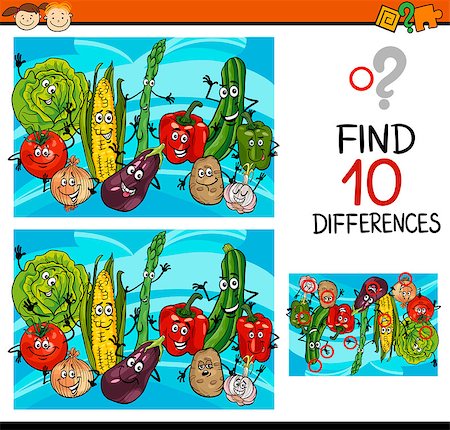 simsearch:400-08410906,k - Cartoon Illustration of Finding Differences Educational Game for Preschool Children Foto de stock - Super Valor sin royalties y Suscripción, Código: 400-07989307
