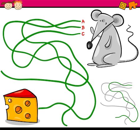 simsearch:400-08973723,k - Cartoon Illustration of Education Path or Maze Game for Preschool Children with Mouse and Cheese Foto de stock - Royalty-Free Super Valor e Assinatura, Número: 400-07989315