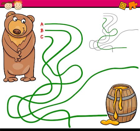 simsearch:400-08973723,k - Cartoon Illustration of Education Path or Maze Game for Preschool Children with Bear and Honey Foto de stock - Royalty-Free Super Valor e Assinatura, Número: 400-07989316