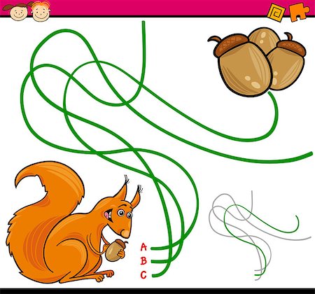 simsearch:400-08973723,k - Cartoon Illustration of Education Path or Maze Game for Preschool Children with Squirrel and Acorn Foto de stock - Royalty-Free Super Valor e Assinatura, Número: 400-07989317