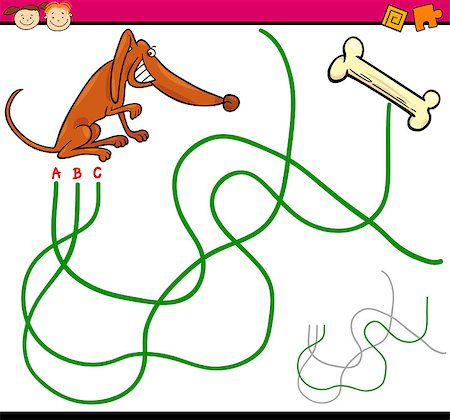 simsearch:400-08973723,k - Cartoon Illustration of Education Path or Maze Game for Preschool Children with Dog and Bone Foto de stock - Royalty-Free Super Valor e Assinatura, Número: 400-07989318