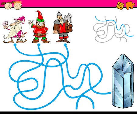 simsearch:400-08973723,k - Cartoon Illustration of Education Path or Maze Game for Preschool Children with Dwarfs and Gem Foto de stock - Royalty-Free Super Valor e Assinatura, Número: 400-07989324