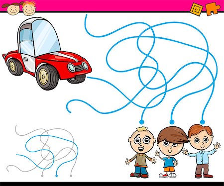 simsearch:400-08973723,k - Cartoon Illustration of Education Path or Maze Game for Preschool Children with Boys and Car Foto de stock - Royalty-Free Super Valor e Assinatura, Número: 400-07989328