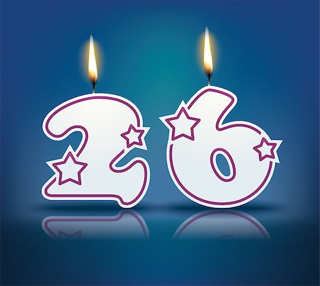 simsearch:400-07989439,k - Birthday candle number 26 with flame - eps 10 vector illustration Stock Photo - Budget Royalty-Free & Subscription, Code: 400-07989404