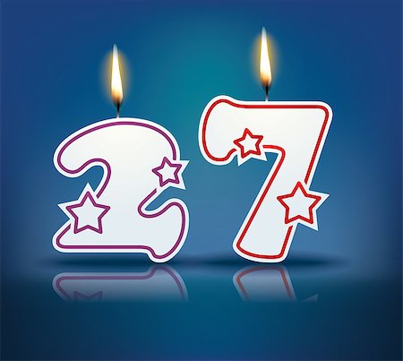 simsearch:400-07989439,k - Birthday candle number 27 with flame - eps 10 vector illustration Stock Photo - Budget Royalty-Free & Subscription, Code: 400-07989405