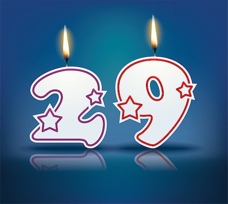 simsearch:400-07989439,k - Birthday candle number 29 with flame - eps 10 vector illustration Stock Photo - Budget Royalty-Free & Subscription, Code: 400-07989407