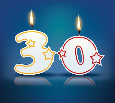 simsearch:400-07989439,k - Birthday candle number 30 with flame - eps 10 vector illustration Stock Photo - Budget Royalty-Free & Subscription, Code: 400-07989408