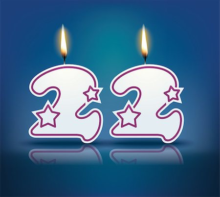 simsearch:400-07989439,k - Birthday candle number 22 with flame - eps 10 vector illustration Stock Photo - Budget Royalty-Free & Subscription, Code: 400-07989402