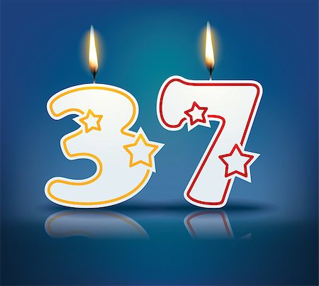 simsearch:400-07989439,k - Birthday candle number 37 with flame - eps 10 vector illustration Stock Photo - Budget Royalty-Free & Subscription, Code: 400-07989415