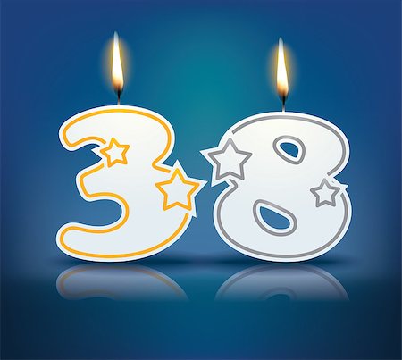 simsearch:400-07989439,k - Birthday candle number 38 with flame - eps 10 vector illustration Stock Photo - Budget Royalty-Free & Subscription, Code: 400-07989416