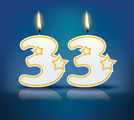 simsearch:400-07989439,k - Birthday candle number 33 with flame - eps 10 vector illustration Stock Photo - Budget Royalty-Free & Subscription, Code: 400-07989411