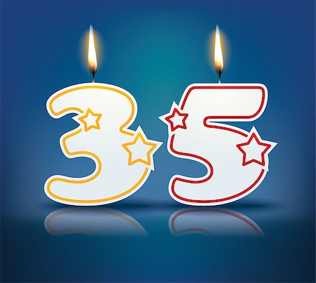 simsearch:400-07989439,k - Birthday candle number 35 with flame - eps 10 vector illustration Stock Photo - Budget Royalty-Free & Subscription, Code: 400-07989413