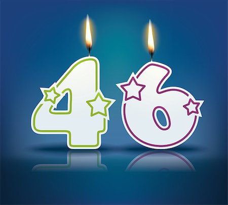 simsearch:400-07989439,k - Birthday candle number 46 with flame - eps 10 vector illustration Stock Photo - Budget Royalty-Free & Subscription, Code: 400-07989424